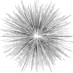 Obraz premium Radial burst sketch hand drawn abstract sunburst with dynamic lines. Vector illustration