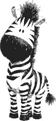 Fototapeta premium Zebra cartoon sketch hand drawn with playful expression and bold stripes. Vector illustration