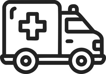 Ambulance sketch hand drawn with medical cross symbol. Vector illustration