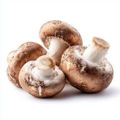 Fresh Brown Mushrooms Group on White Background for Culinary Use