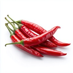 Fresh Red Chili Peppers on White Background with Vibrant Colors