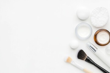 Cloud Dancer Color Palette Beauty Products with Frosted Glass and Soft Skincare Elements Isolated on White