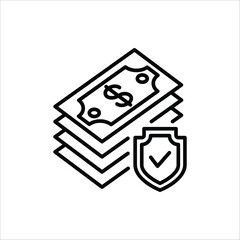 Wealth Protection icon. Assets protection icon. Financial protection symbol for web design. Isolated on white background.