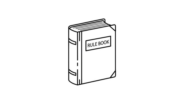 Illustration of a rule book with simple line art design