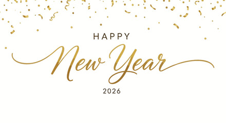  Happy new year 2026 lettering isolated on white background