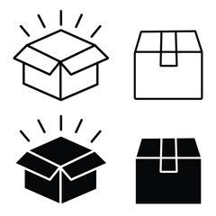 Boxes Icon Vector illustration. Boxes silhouette and line vector. Box sign and symbol, Package, delivery boxes, open and closed Box. Vector illustration.