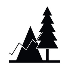 Black vector of a stock graph shaped like a New Year tree, minimal, white background