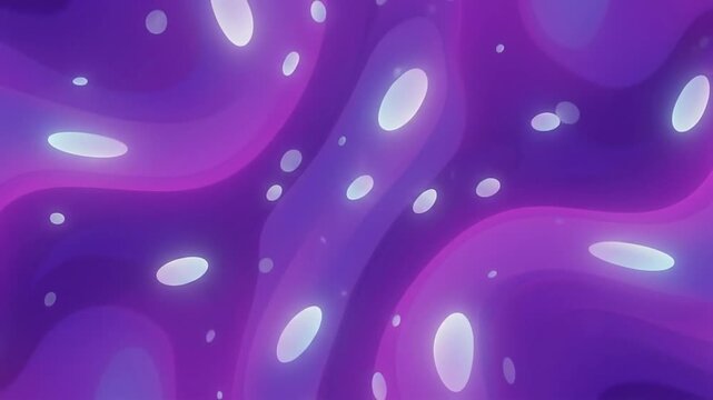 Abstract purple and pink fluid background with glowing white oval and circular shapes.