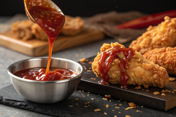Crispy Fried Chicken Drumsticks with Sweet Chili Sauce Drizzle