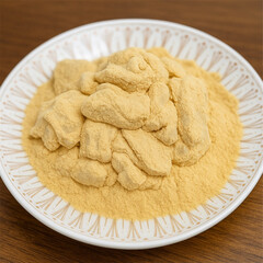 &ldquo;Kinako-Covered Mochi on a Patterned Ceramic Plate&rdquo;