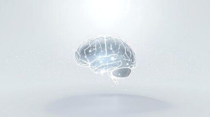 Digital brain with glowing connections representing artificial intelligence and innovation.