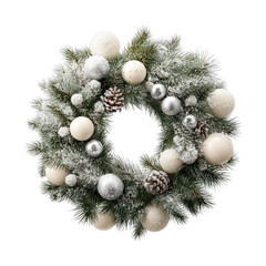 PNG Elegant snowy pine holiday wreath.