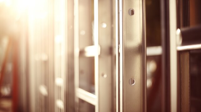 Industrial steel framework under construction, showcasing architectural elements and depth. real-estate listings.