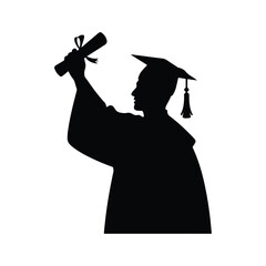 Graduate Holding Diploma Silhouette