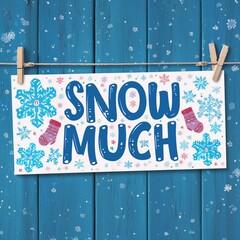 A cheerful banner playfully announces the arrival of winter, accompanied by whimsical snowflakes and cozy sock illustrations