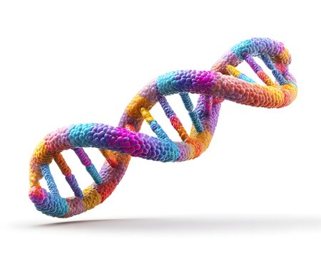 Colorful 3D Representation of DNA Helix Structure and Molecules - Powered by Adobe