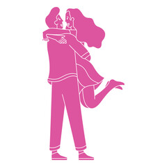 Man lifting woman couple silhouette