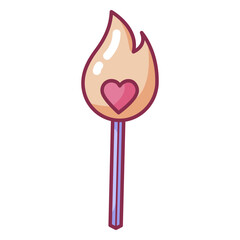 Valentine match stick heart colored