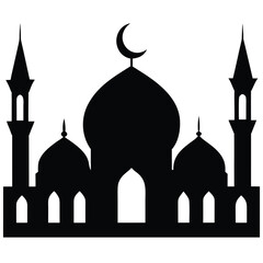 Silhouette Of Mosque With Domes And Minarets Islamic Architecture Building