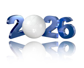 Volleyball 2026 Design on a White Background