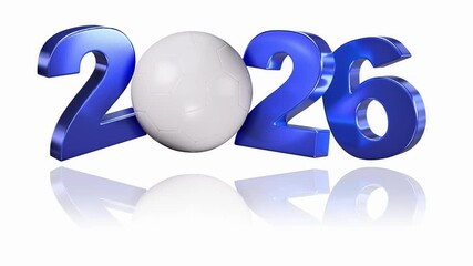 Handball 2026 design with reflection in endless Rotation on a White Background