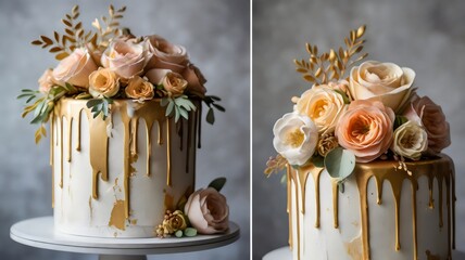 Elegant Floral Cake Design with Sugar Flowers, Wedding Cakes, Birthday Cakes, Custom Cake Decoration, Gourmet Desserts, Luxury Cake Ideas
