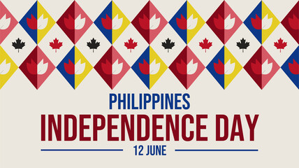 Modern Philippines Independence Day banner template on white background, ideal for cultural pride and national events