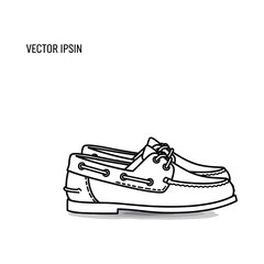 Classic boat shoes with laces and stitching detail in a simple line drawing style