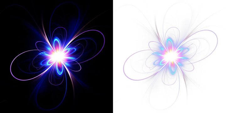 glowing neon light flowers in sci-fi style overlay with transparent PNG effect, Cinematic, twirl