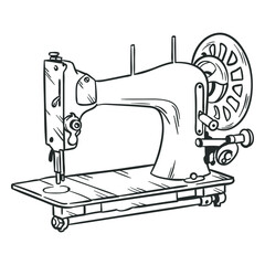 Hand drawn vintage sewing machine