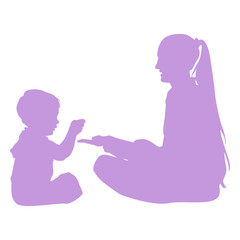 Mother and son silhouette