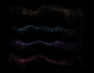 Vector Abstract Shiny Gold Blue Purple Rose Pink Glitter design element. Gold Glitter Dust. For New Year, Merry Christmas, Birthday and Wedding greeting card and invitation. Luxury Background design