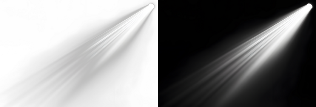 Isolated light beam effect as transparent overlay PNG with spotlight style