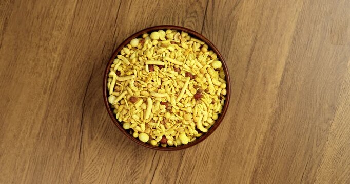 Bombay mix or Chanachur or Chiwda or farsan also known as khatta meetha chivda is an Indian snack mix, popular tea-time food from India