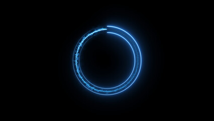 Glowing blue circle frame background illustration.	
