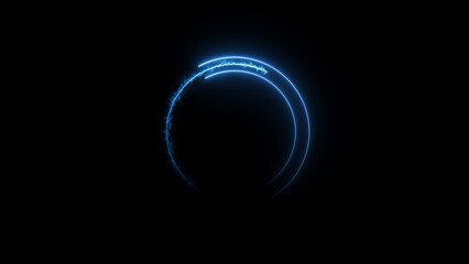 Glowing blue circle frame background illustration.	
