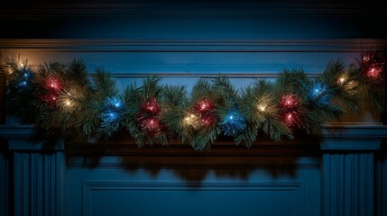 Christmas garland hangs at the entrance