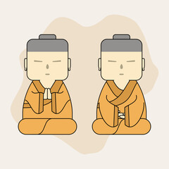 Cartoon illustration of monk. Vector illustration. EPS 10.