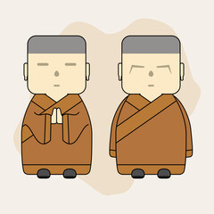 Cartoon illustration of monk. Vector illustration. EPS 10.
