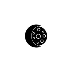 Fototapeta premium Black crescent moon with circular holes on a white space on transparent background