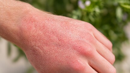 Close-up of a hand with redness on the skin