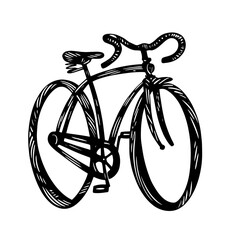 Vector Illustration of a Classic bike with lines drawing for logo,icon, black and white	