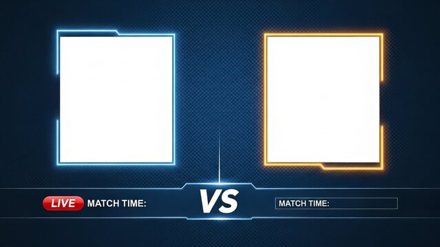 Futuristic glowing blue and orange versus screen template for esports