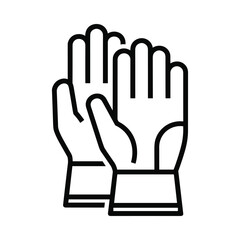 Simple line art icon of a pair of work gloves for protection and safety