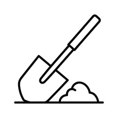 Shovel Digging in Soil Outline Icon