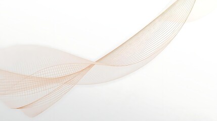 An abstract wave of delicate, intersecting light brown lines on a white background.