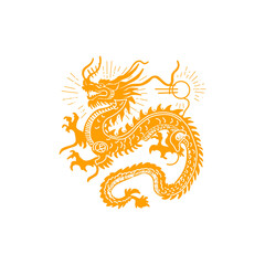 【Animals Icons – Basic】Traditional Dragon Illustration in Japanese Style / 日本風の伝統的な龍イラスト