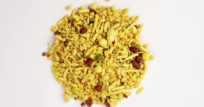 Bombay mix or Chanachur or Chiwda or farsan also known as khatta meetha chivda is an Indian snack mix, popular tea-time food from India