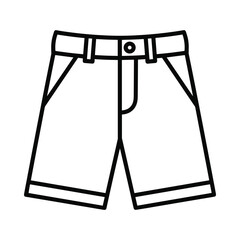 Simple line drawing of casual shorts with belt loops and button