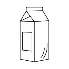 Simple hand drawn outline illustration of a milk carton with a blank label space